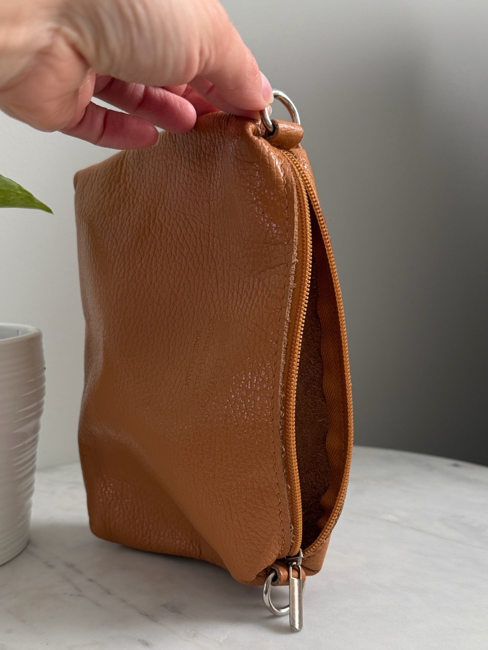 Vintage Genuine Leather Wristlet Clutch in Warm Tan - Picture 6 of 13